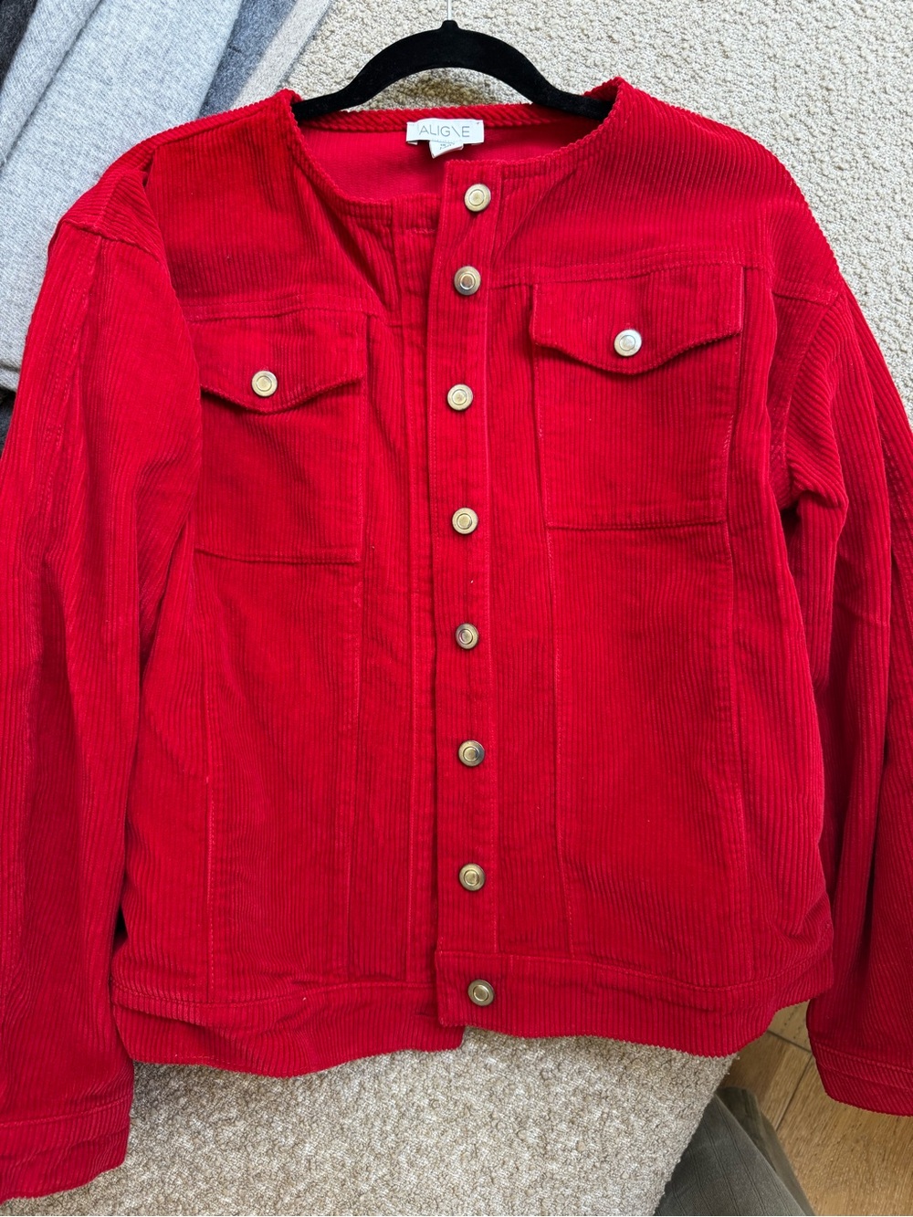 ALIGNE Red Corduroy Button-Up Jacket